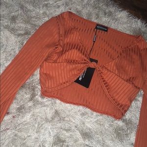 Rubbed burnt orange crop